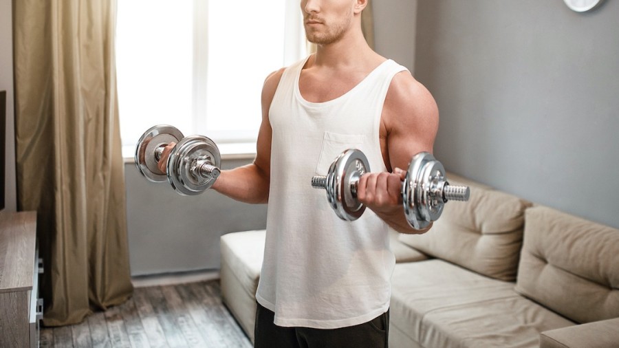 Supinated dumbbell bicep curls exercise