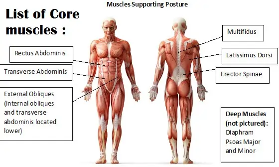 List of core muscles