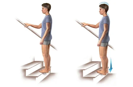 Calf Stretches on a step