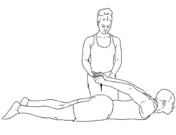 Assisted biceps stretch lying