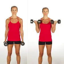 Biceps strengthening exercise with dumbells