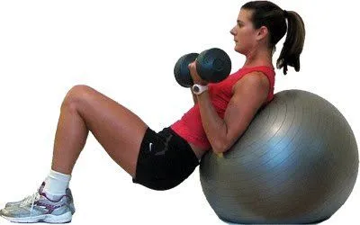 Incline Bicep Curls on the Ball