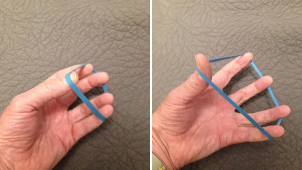 Rubber Band ‘C’ with Fingers and Thumb