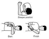 sleeper stretch exercise of frozen shoulder
