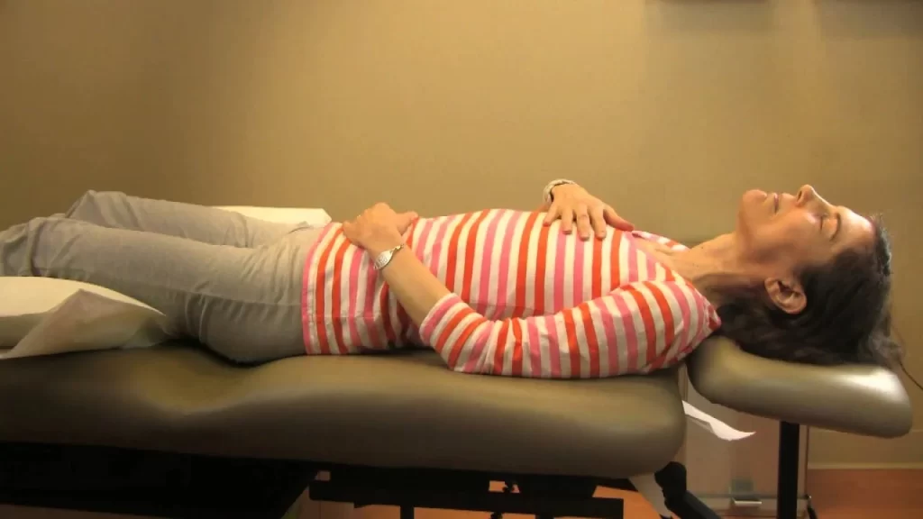 Diaphragmatic breathing in supine position